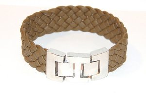 Herrenarmband geflochtenes Nappaleder breit Armee
