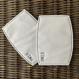 White face mask filters, pack of 2, for adult use.