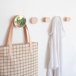 Round Beech Wood Wall Mirror Hook