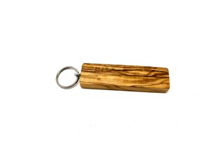 Keychain rod with metal ring olive wood