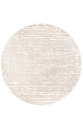  A round, off-white, super soft modern short pile carpet measuring 195 cm in diameter, suitable for a living room.