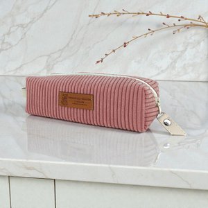 School pencil case, pink “corduroy”