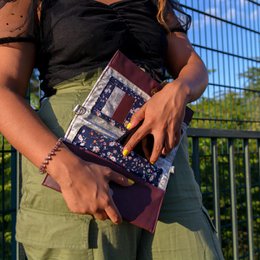 Rødvin Clutch Pung - Blomstermønster