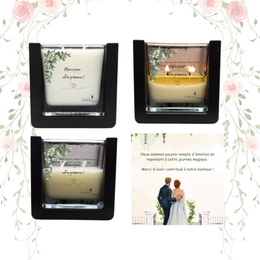  Scented Christmas candle with Rudolph the red-nosed reindeer decoration, featuring a festive "Joyeux Noel!" text.