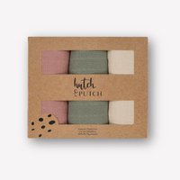 Organic cotton muslin cloth 120x120 cm • plain muslin cloths • set of 3 • pink/sage green/cream white