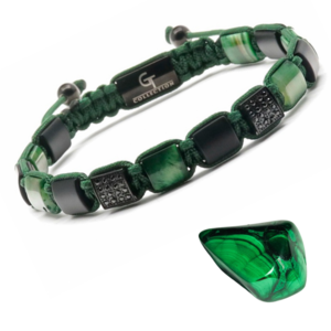 Green Tiger Eye voor heren, zwarte onyx platte kralenarmband