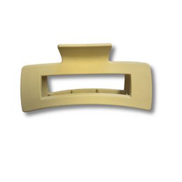  Large nude yellow claw hair clip, minimalist rectangular design, smooth matte finish, everyday hair accessory