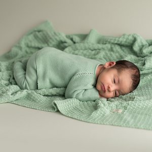 Vierkante babydeken zacht groen