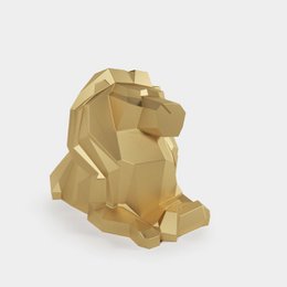 Dekorativ guld løve, polyresin origami statuette, Majestuous