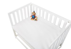 Jersey-Sakenblätter für Wiege, Add-On-Betten und Kinderwagen in Twin Pack, weiß