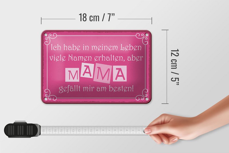 Tin sign saying 18x12cm Name Mom is my favorite decoration