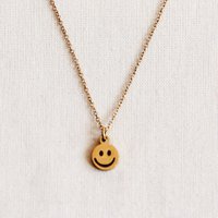 Edelstalen fijne ketting met smiley - goud
