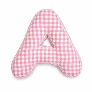 Letter Cushion Gingham Pink