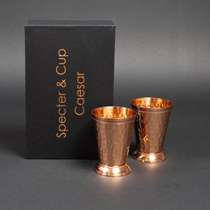 Caesar koperen bekerset - 2x cocktailbekers (gehamerd, Romeins reliëfstijl, 300 ml)
