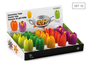 Untersetzer Tulpe Silikon, 15 Stück im Display