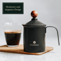 Manueller Hand-Milchaufschäumer aus Edelstahl mit Doppelsieb - 400 ml