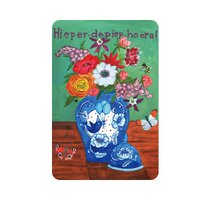 Sustainable Eco Flowers Congratulation Map With Text Hieper De Piep Hooray | Cheerful hip birthday card Colorful Delft Blue Greeting Cards with Animals, Butterflies, Insects and Plants