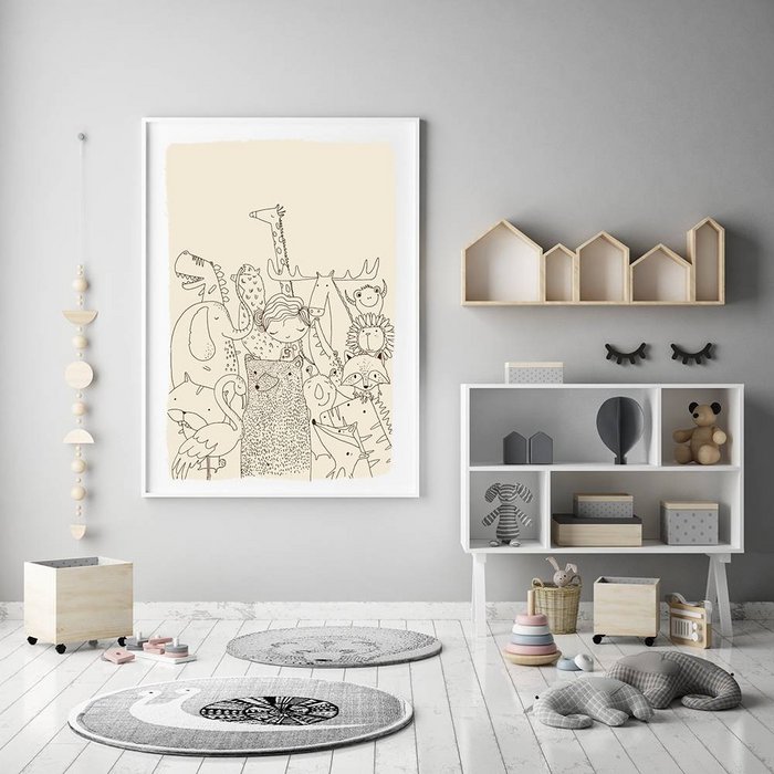 Kinderkamer poster Dieren - natuurlijke kleuren