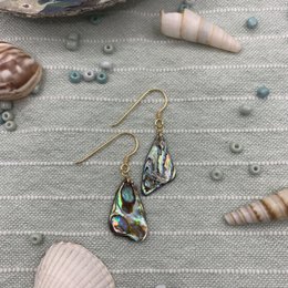 Skal øreringe | guld (Abalone/Paua) håndlavede Mother of Pearl ocean smykker