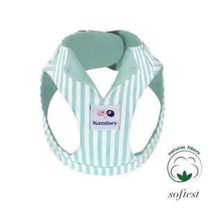 %100 Cotton Aqua Striped  Collar Harness