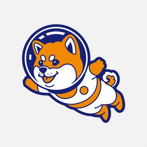 Aufkleber „Space Shiba“.