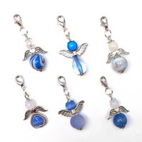 Guardian angel "color sets purple to black" key chain, set of 6, silver