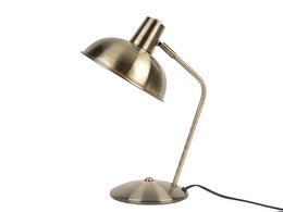 Brushed nickel table lamp with adjustable dome shade.