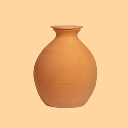  "Terracotta self-watering planter, round bulbous shape, 5L capacity, garden pot"