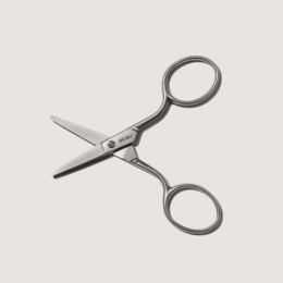 Stainless steel eyebrow scissors with sharp blades for precise trimming and shaping of eyebrows.