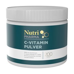 Vitamin C powder supplement in a 200g container. Provides a concentrated source of ascorbic acid for immune system support.