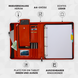 Safekeepers Læder Skrivetui - Konferencemappe A4 - Orange
