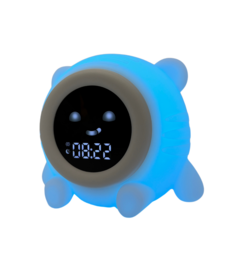  Blue bear-shaped sleep trainer with digital display. Helps children learn when to sleep and wake up.