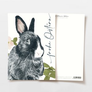 Osterkarte Hase mit Kirschblüten frohe Ostern, FSC Papier