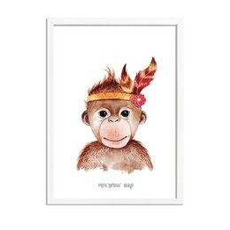 Mrs. Monkey - Børnehaveplakat - Børnehaveplakat - Vægkunst