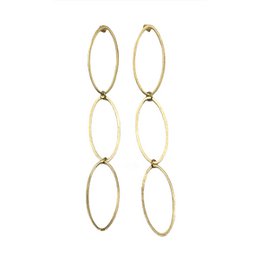 Pendiente triple oval colgante dorado