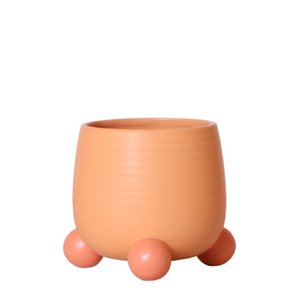 Kolibri-Startseite | Rollender Pfirsich-Blumentopf – Pfirsichfarbener dekorativer Keramiktopf – Ø9 cm