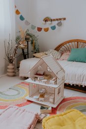 Wooden Dollhouse, modular construction, minimalist design