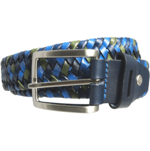 34 mm driekleurige elastische geweven riem blauw