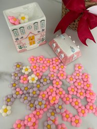  Colorful round wax melts, pink purple yellow, floral design, handcrafted, spring garden scent, decorative beads.