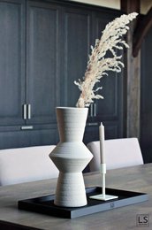 Rectangular black wooden tray with a matte finish, suitable for use as a candle tray, serving board, or home decor accessory.