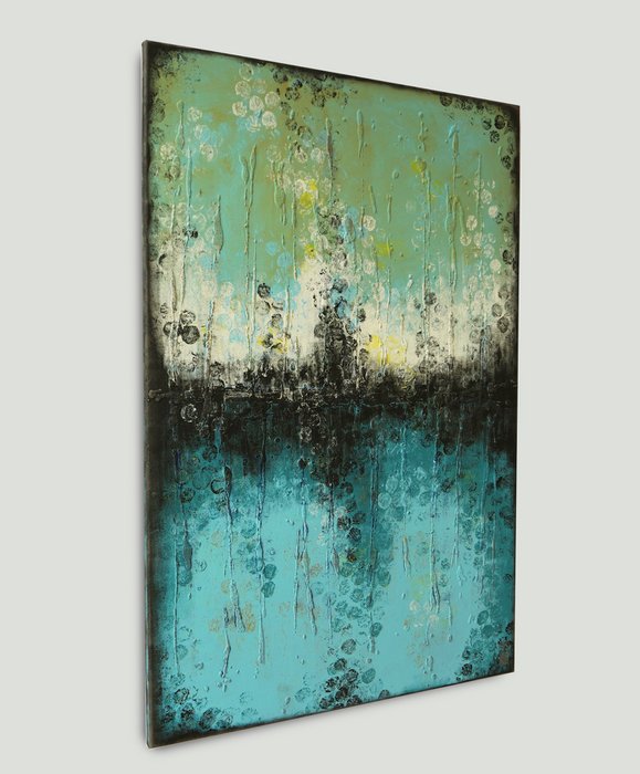 Schilderij - Boiling Bubbles Turquoise
