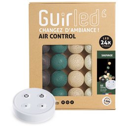 This product is a set of LED cotton ball string lights that can be used for air control and ambiance. The lights come in a variety of colors, including white, green, and blue. The product is designed to be controlled remotely and powered by USB.