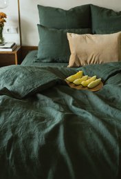 Forest Green Linen Duvet Cover