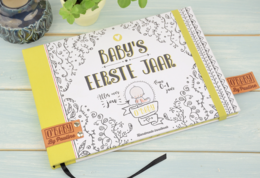 A baby's first year memory book with illustrations and space to record milestones and memories.