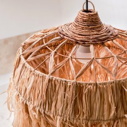 Raffia lampe med lange frynser | Lampeskærm | Pendel KAWI (2 størrelser)