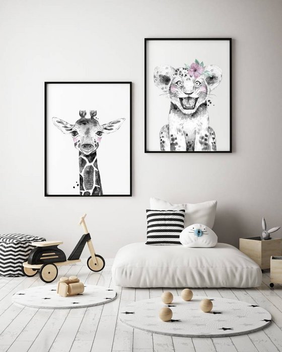 Leeuw Kinderkamerposter bloemetje