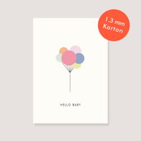 Postcard natural cardboard - "Balloons - Hello baby"