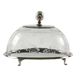 Ovaler Tortenständer 19 cm – Silber – Glas