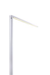 Tall, modern floor lamp with LED lighting in textured black or white finish.
