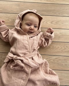 Biologische Mousseline Badjas 12-24 maanden (Perzik)